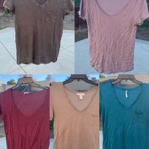 5 Tees (different colors, different brands)